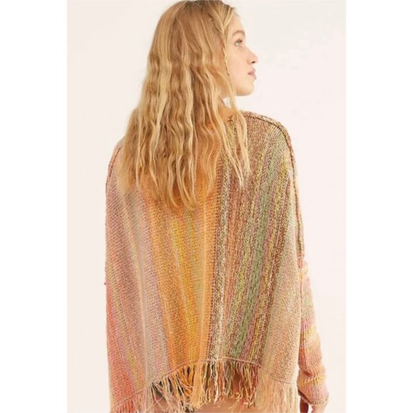 NEW Free People Radiate oversized boho poncho pullover sweater Small - Picture 3 of 9